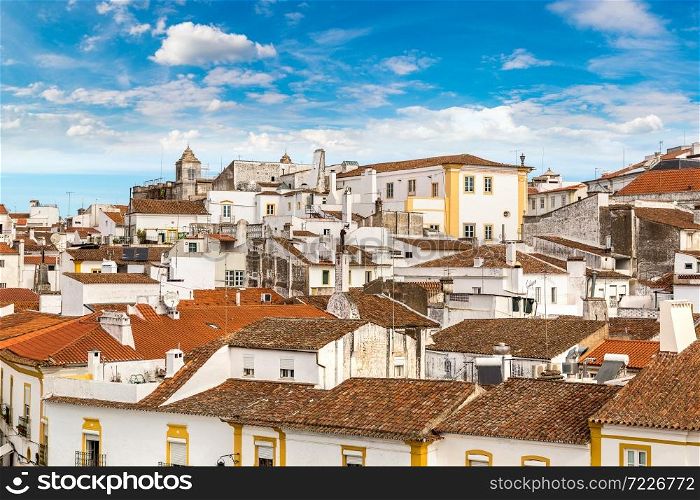 Cityscape of Evora, Portugal in a beautiful summer day