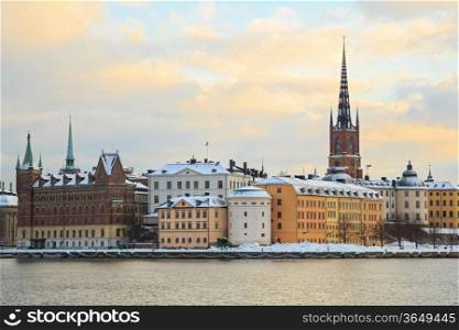 Cityscape of Gamla Stan Old Town Stockholm city Sweden