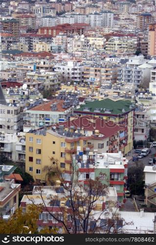 Cityscape of houses in Alanya, south Turkey