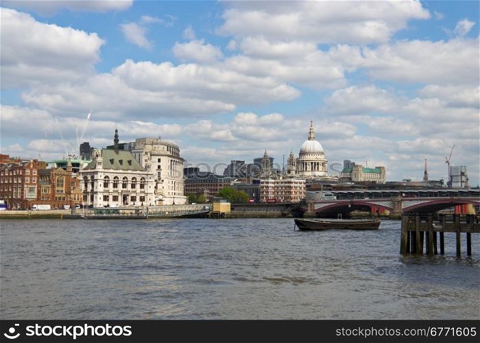 Cityscape of London, England along the River Thames