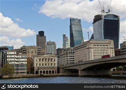 Cityscape of London, England along the River Thames