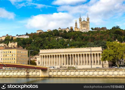 Cityscape of Lyon, France in a beautiful summer day