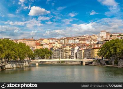 Cityscape of Lyon, France in a beautiful summer day