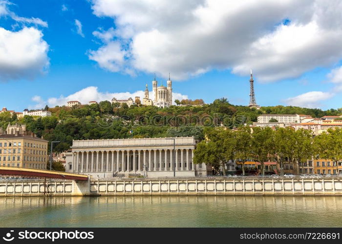 Cityscape of Lyon, France in a beautiful summer day