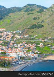 Cityscape of Madeira coast town at day. Madeira island, Portugal