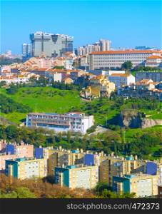 Cityscape of modern districts of Lisbon, Porutgal. Overview