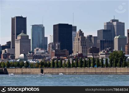 Cityscape of Montreal, Canada as seen from the St. Lawrence River