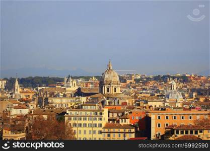 Cityscape of Rome, Italy, a view from the Gianicolo (Janiculum) hill .. Cityscape of Rome, Italy, a view from the Gianicolo (Janiculum) hill