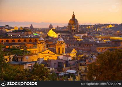 Cityscape of Rome Old Town at twilight. Italy