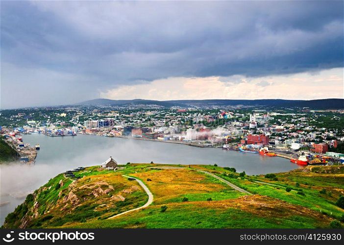 Cityscape of Saint John&acute;s from Signal Hill in Newfoundland Canada