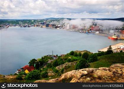 Cityscape of Saint John&acute;s from Signal Hill in Newfoundland Canada