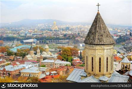 Cityscape of Tbilisi, Georgia. Aerial view