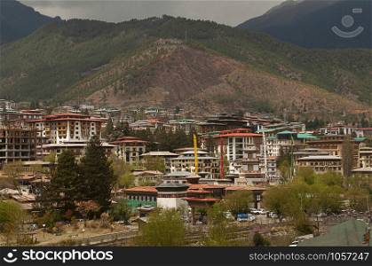 Cityscape of Thimpu, Capital of Bhutan. Cityscape of Thimpu, Bhutan