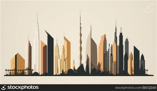 Cityscape seamless background of Dubai created by generative AI 
