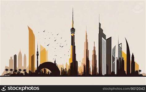 Cityscape seamless background of Dubai created by generative AI 