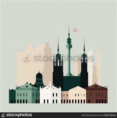 Cityscape seamless background of Munich created by generative AI 