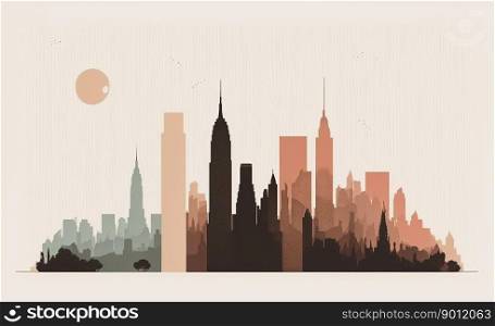 Cityscape seamless background of New York created by generative AI 