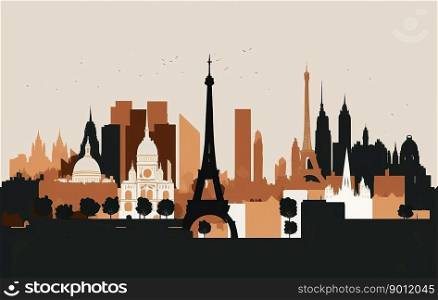 Cityscape seamless background of Paris created by generative AI 