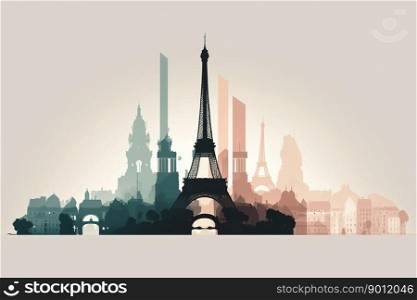 Cityscape seamless background of Paris created by generative AI 