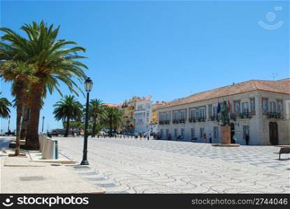 cityscape square with palm trees in Cascais, Portugal