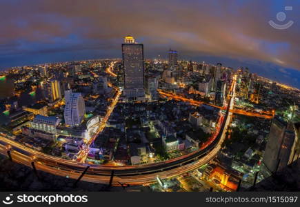 Cityscape view of bangkok modern office business building in business zone at bangkok,Thailand.