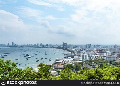 Cityscape view point of Pattaya beaches , Thailand.