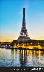Cityscape with the Eiffel tower in Paris, France at surise
