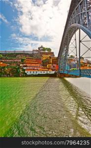 Cityscape with the Openwork Bridge Built by Eiffel in Porto