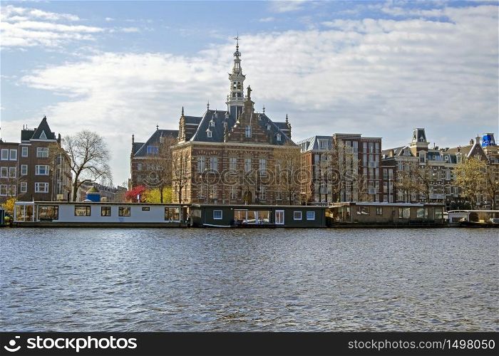 Cityscenic from Amsterdam in the Netherlands at the river Amstel