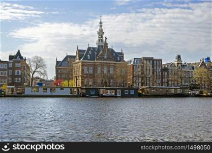 Cityscenic from Amsterdam in the Netherlands at the river Amstel