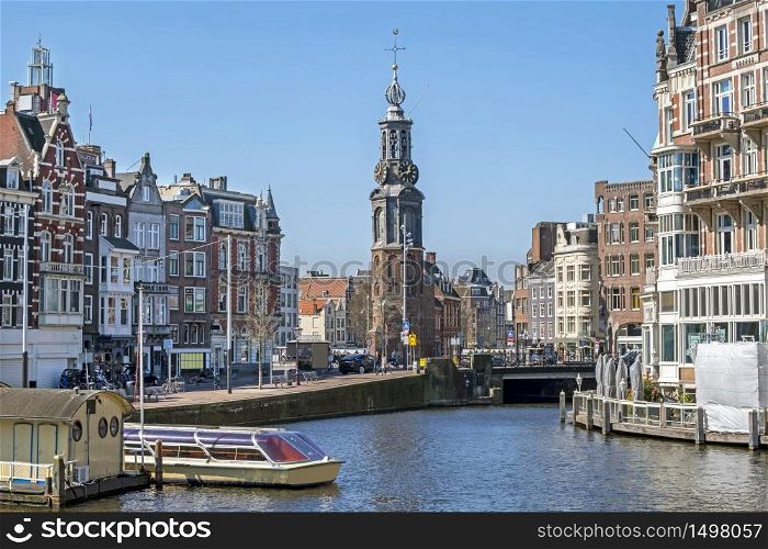 Cityscenic from Amsterdam in the Netherlands with the Munt tower