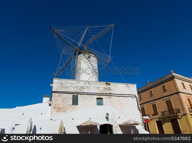 Ciutadella Es Moli des Compte windmill in Ciudadela Menorca at Balearic Islands