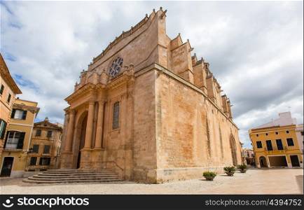 Ciutadella Menorca Cathedral at Ciudadela downtown in Balearic islands