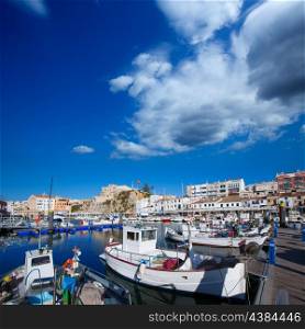 Ciutadella Menorca marina Port view and Ayuntamiento Town hall Balearic Islands