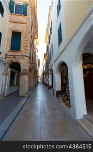 Ciutadella Menorca Ses Voltes arches Ciudadela downtown in Balearic islands