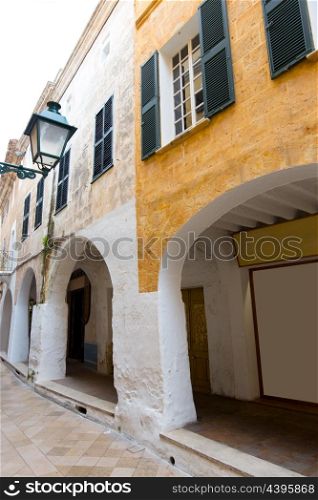 Ciutadella Menorca Ses Voltes arches Ciudadela downtown in Balearic islands