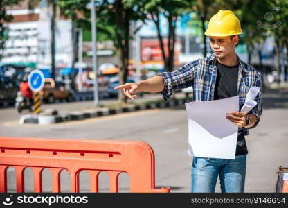 Civil engineers work according to road conditions and have barriers.