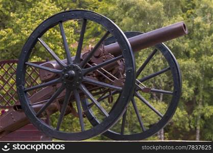 civil war era cannon overlooks kennesaw mountain. old cannon