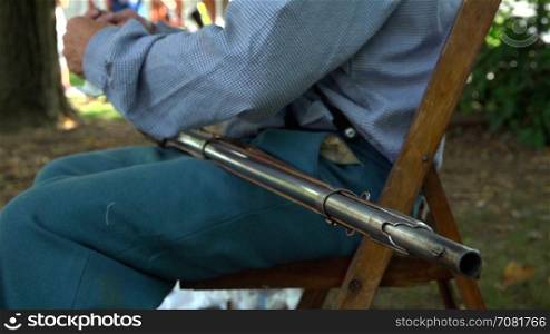 Civil War soldier maintains his gun