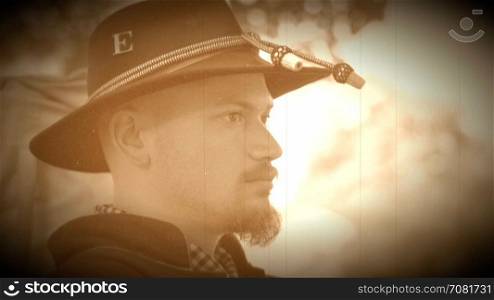 Civil War soldier wearing regimental hat (Archive Footage Version)