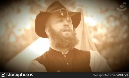 Civil War soldier with a great beard (Archive Footage Version)