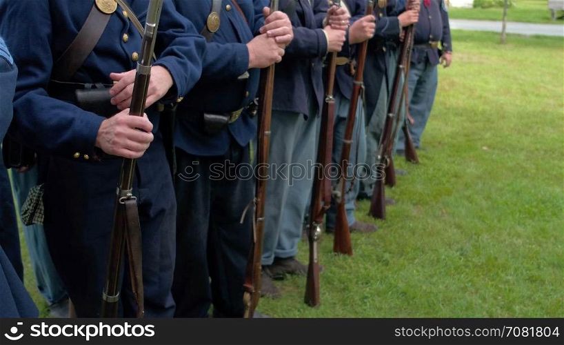 Civil War soldiers come to attention