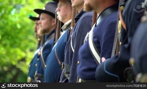 Civil War soldiers doing drills