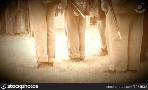 Civil War soldiers feet at inspection attention (Archive Footage Version)