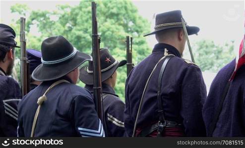Civil War soldiers from behind