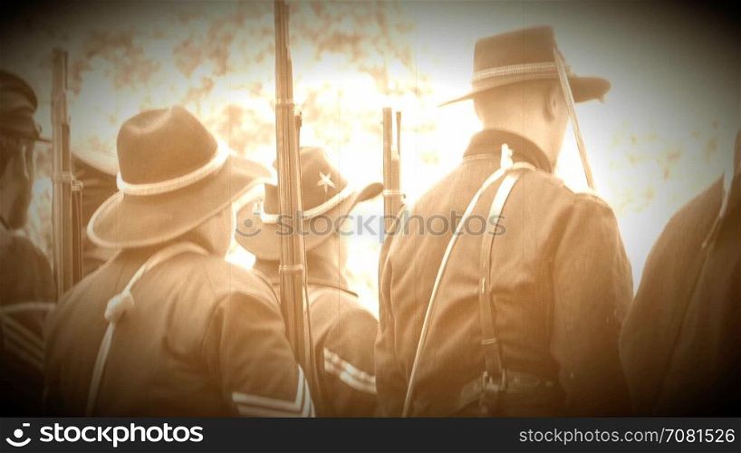 Civil War soldiers from behind (Archive Footage Version)