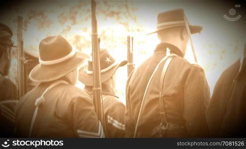 Civil War soldiers from behind (Archive Footage Version)