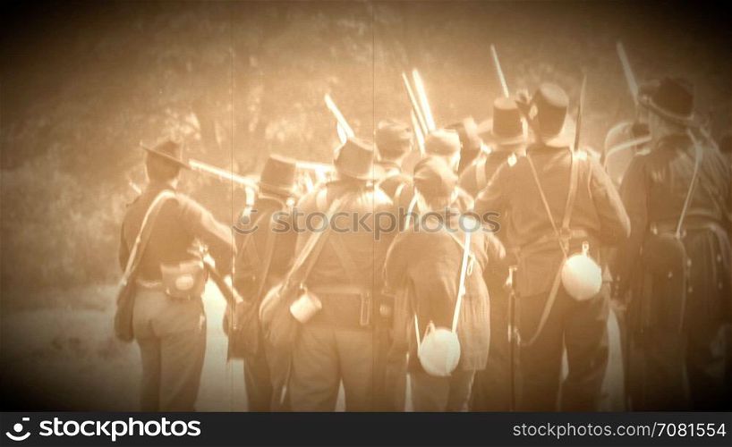 Civil War soldiers in the heat of pitched battle (Archive Footage Version)