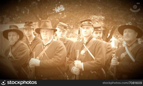 Civil War soldiers receiving orders (Archive Footage Version)