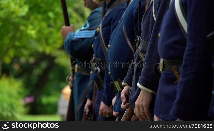 Civil War soldiers turn to march